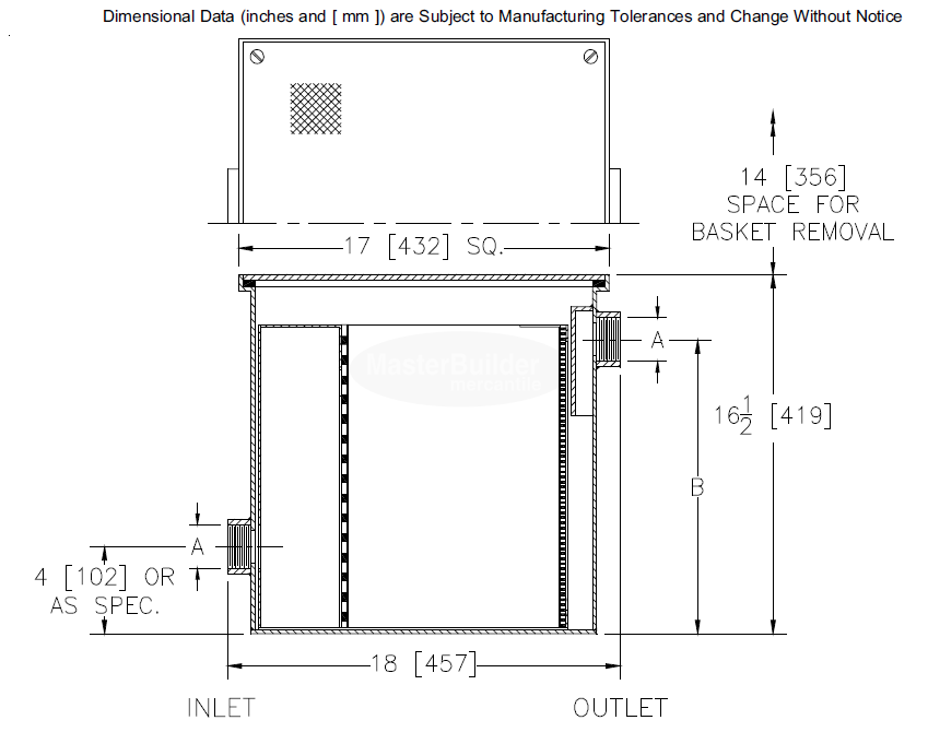 Zurn Z1181 Large Capacity Solids Interceptor, Fabricated Steel