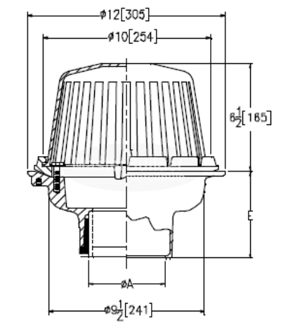 Zurn Z121 12" Diameter Roof Drain Dimensional IMG 1