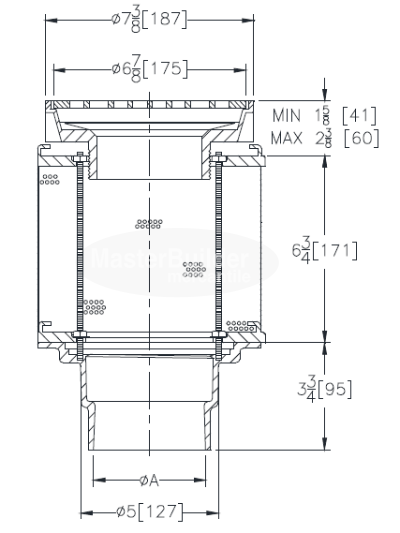 Zurn Z135-6 8" Roof Drain for Conventional Inverted Promenade Deck Roof (Canada)