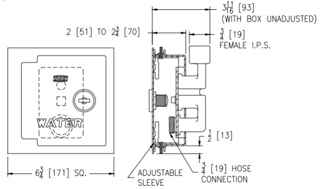 Zurn Z1350 Encased Narrow Wall Moderate Climate Wall Hydrant