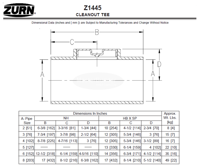 Zurn Z1445 Cast Iron Cleanout Tee with Gas and Watertight Plug