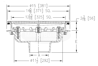 Zurn Z150-DT 14" Square Top Promenade Deck Drain with Decorative Heel-Proof Grate and Rotatable Frame