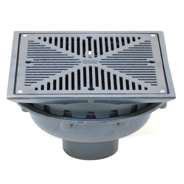Zurn Z154 12" Square Top Promenade Deck Drain with Heel-Proof Grate and Rotatable Frame