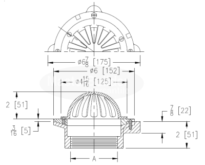 Zurn Z181 6" Diameter Cornice Drain with Bottom Outlet