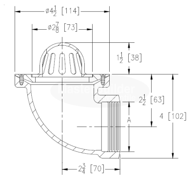 Zurn Z182 4-1/2" Diameter Cornice Drain with 90 Degree Outlet