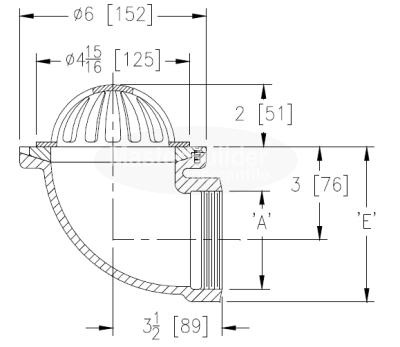 Zurn Z185 6" Diameter Cornice Drain with 90 Degree Outlet