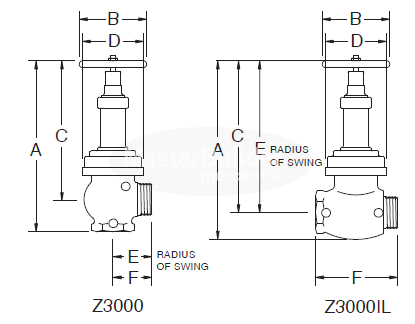 Zurn Wilkins Z3000 2-1/2" Pressure Reducing Fire Hose Valve with Male Hose Thread, Field Adjustable