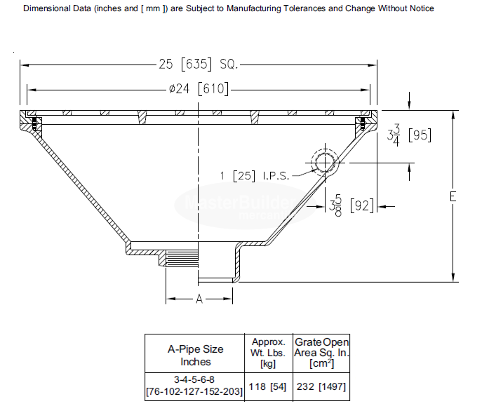 Zurn Z319 25" Large Capacity Thoroflush Drain