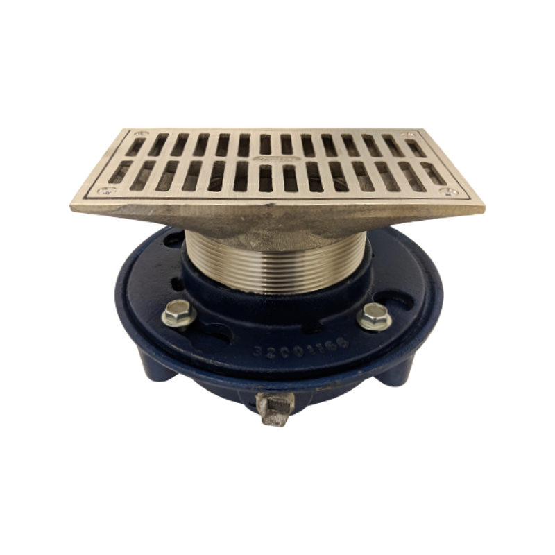 Zurn Z415-8J Floor Drain with 4-1/2" x 8" Medium-Duty Rectangular Strainer