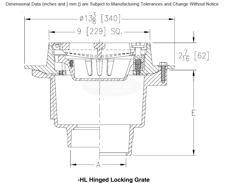 Zurn Z513 9" Square Hinged Heavy-Duty Drain