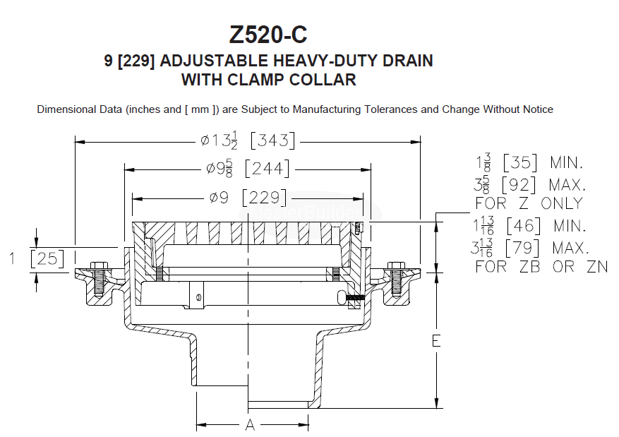 Zurn Z520 9" Adjustable Heavy-Duty Drain