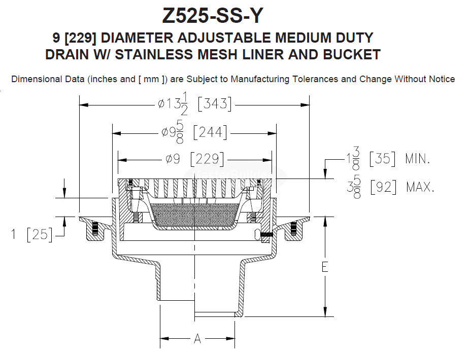 Zurn Z520 9" Adjustable Heavy-Duty Drain