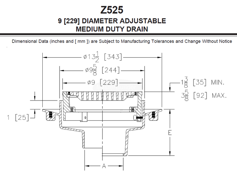 Zurn Z525 9" Diameter Adjustable Medium-Duty Drain
