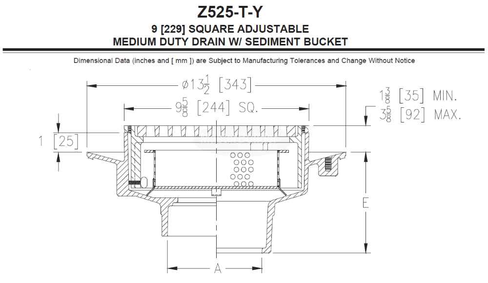 Zurn Z525 9" Diameter Adjustable Medium-Duty Drain