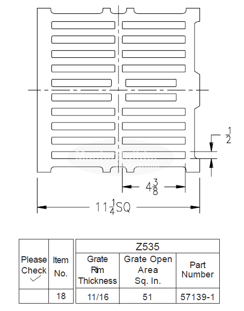 Zurn P535-GRATE Aluminum 12" Square Replacement Grate for Z535