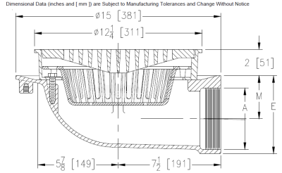 Zurn Z509-4IP-G 12" Heavy-Duty Drain, 4" Threaded Connection, Galvanized