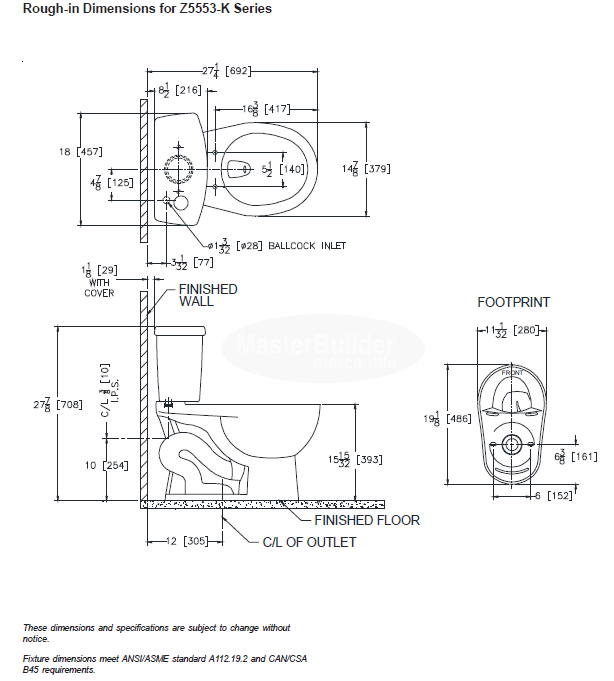 Zurn Z5553-K Z-HPT™ High Performance, 1.6 GPF, Round Front, Siphon Jet Toilet