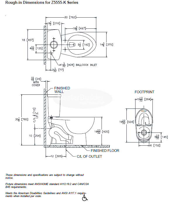 Zurn Z5555-K EcoVantage® High Efficiency, 1.28 GPF, ADA, Elongated, Siphon Jet Toilet