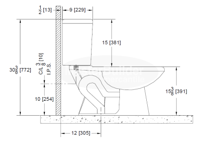 Zurn Z5576 1.0 gpf Pressure Assist, Round Front, Two-Piece Toilet