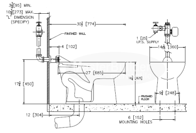 Zurn Z5667-BWL HET Elongated Floor Mounted ADA Height EcoVantage® Back Spud Flush Valve Toilet