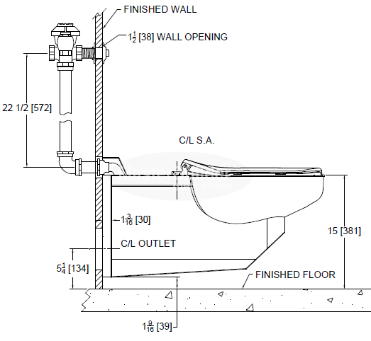 Zurn Z5683 Stainless Steel Antimicrobial Powder Coated Wall Hung Concealed Flush Valve Toilet