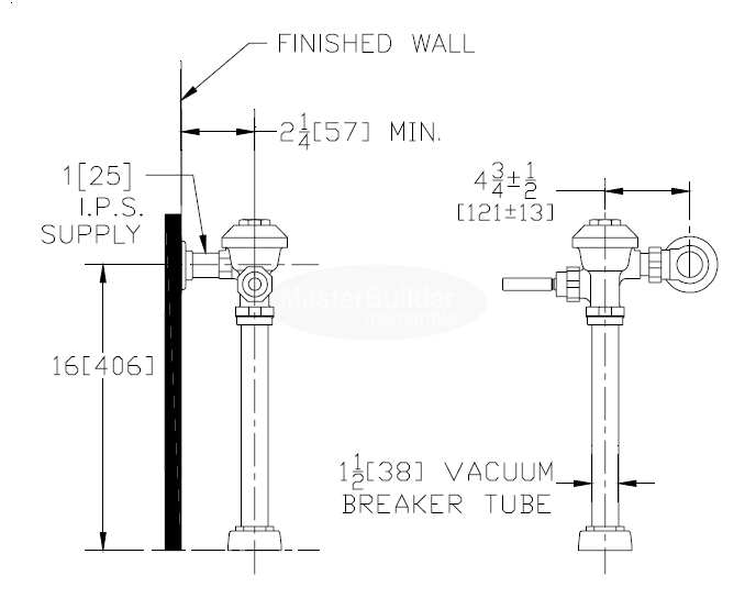 Zurn Z6000AV-1-FF 4.5 GPF AquaVantage AV® Exposed Flush Valve with Top Spud Connection for Water Closets with 16" Rough-In