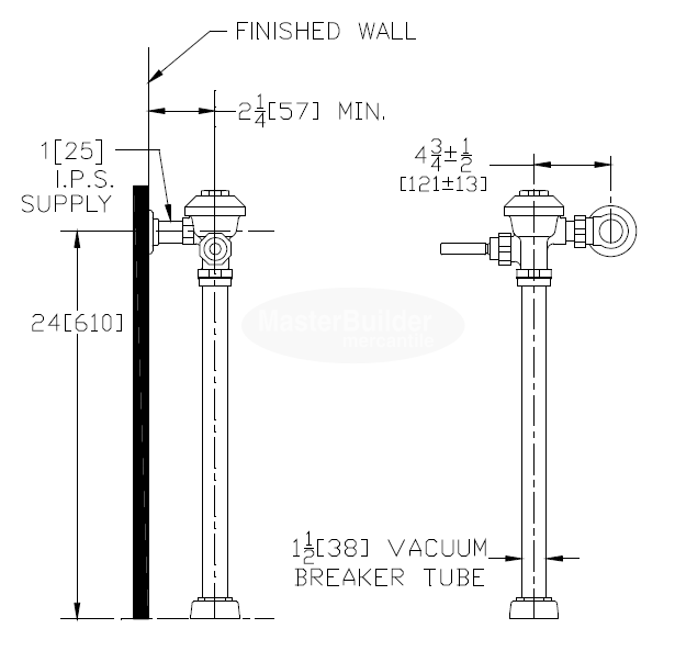 Zurn Z6000AV-2 3.5 GPF AquaVantage AV® Exposed Flush Valve with Top Spud Connection for Water Closets with 24" Rough-In