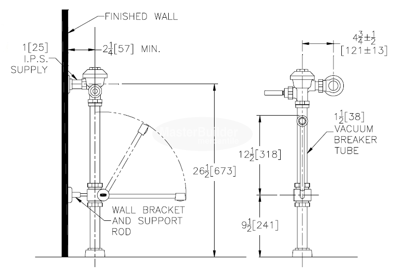 Zurn Z6000AV-BWN-HET 1.28 GPF Exposed Flush Valve with Bedpan Washer for Water Closets