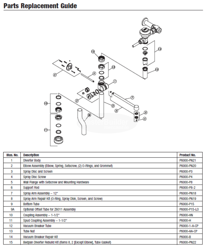 Zurn Z6000AV-BWN-WS1 1.6 GPF Exposed Flush Valve with Bedpan Washer for Water ClosetsZurn Z6000AV-BWN-FF 4.5 GPF Exposed Flush Valve with Bedpan Washer for Water Closets