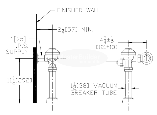 Zurn Z6000AV 3.5 GPF AquaVantage AV® Exposed Flush Valve with Top Spud Connection for Water Closets with 11-1/2" Rough-In