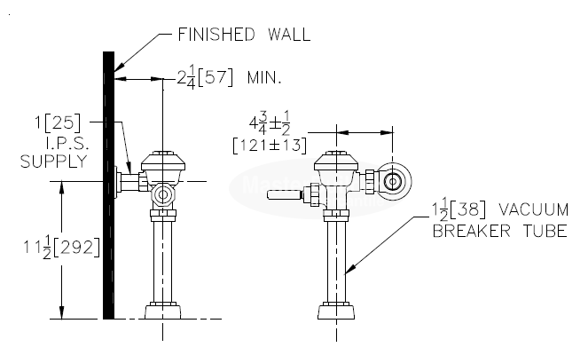 Zurn Z6000-FF 4.5 GPF Aquaflush Exposed Flush Valve with Top Spud Connection for Water Closets with 11-1/2" Rough-In