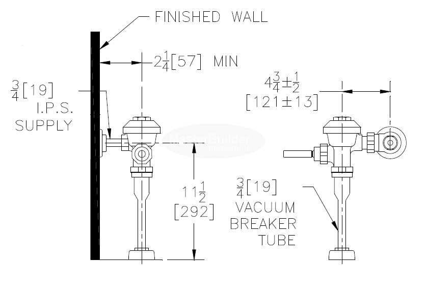 Zurn Z6003-WS1 1.0 GPF Aquaflush Exposed Flush Valve with Top Spud Connection for 3/4" Urinals