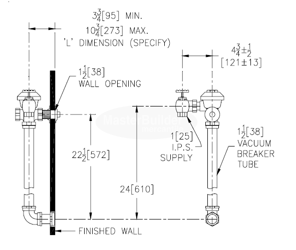 Zurn Z6152AV 3.5 GPF Concealed Manual Flush Valve with Back Spud Connection for Water Closets