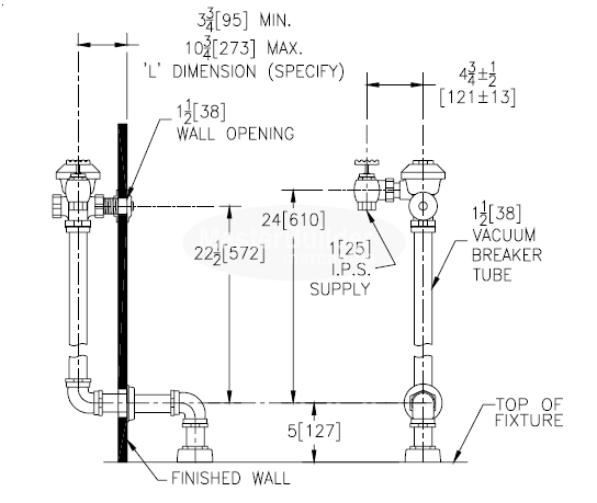 Zurn Z6153AV 3.5 GPF Concealed Manual Flush Valve with Exposed Top Spud Connection for Water Closets