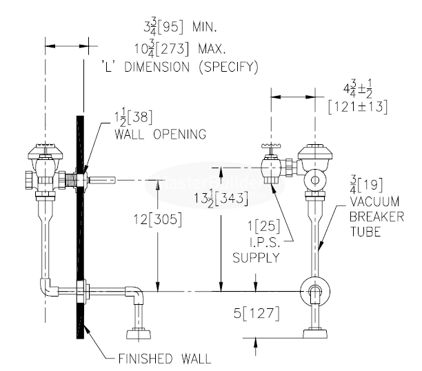 Zurn Z6197AV-EWS 0.5 GPF Concealed Flush Valve for 3/4" Urinals with Top Spud Connection