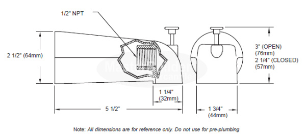 Zurn Z7000-T2 TEMP-GARD® TUB SPOUT WITH DIVERTER