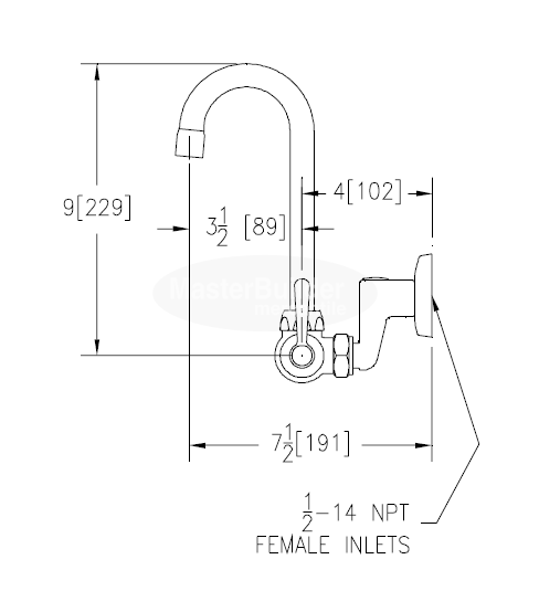 Zurn Z841A1-XL Service Sink Faucet w/ 3-1/2" Gooseneck and Lever Handles