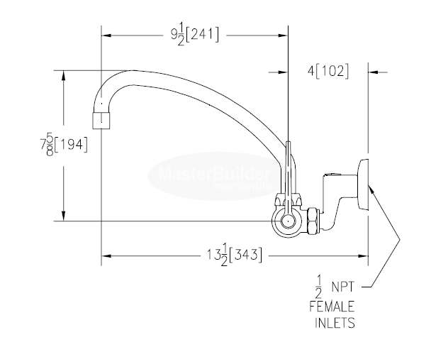 Zurn Z841J4-XL Service Sink Faucet w/ 9-1/2" Tubular Spout and 4" Wrist Blade Handles