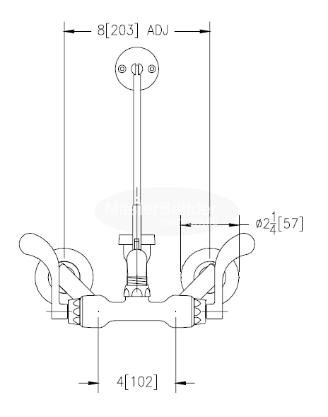 Zurn Z841M4-XL Sink Faucet w/ 6" Vacuum Breaker Spout, 4" Wrist Blade Handles, Pail Hook, 3/4" Hose End and Brace