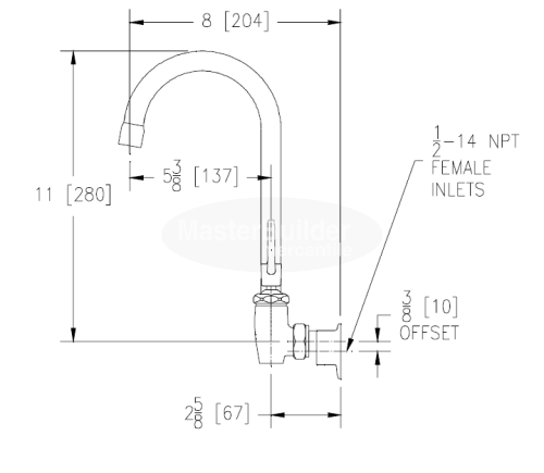 Zurn Z843B4-XL Sink Faucet with 5-3/8" Gooseneck and 4" Wrist Blade Handles Lead-Free