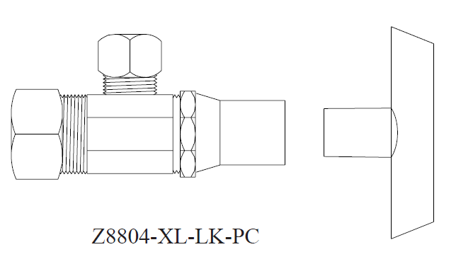 Zurn ZH8824-XL-LK-PC 1/2" NOM x 3/8" OD Solid Brass Loose Key Angle Stop Compression-to-Compression