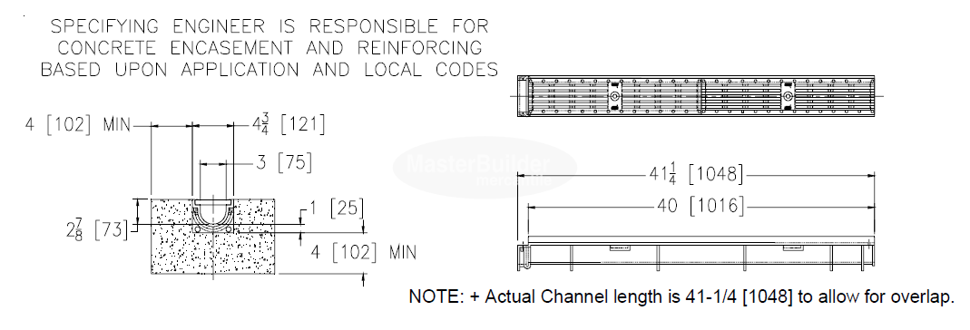 Zurn Z884 4-3/4" Wide Shallow Trench Drain Channel