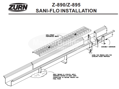 Zurn Z890-89004N 7" Reveal Stainless Steel Trench Drain Channel