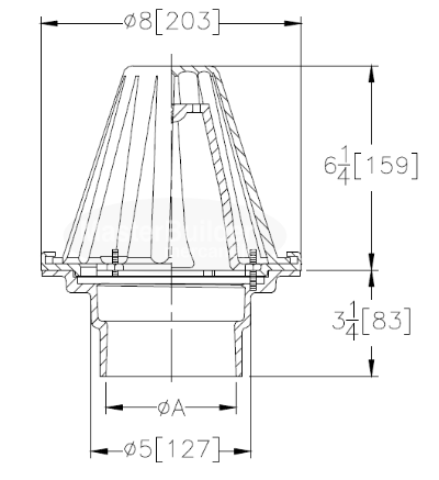 Zurn ZCF130 8" Diameter Flow Control Roof Drain with Parabolic Weir (Canada)