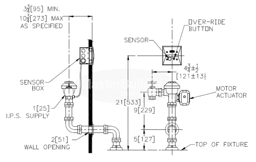 Zurn ZEMS6142AV-HET 1.28 GPF Hardwired Concealed Sensor Flush Valve for Water Closets