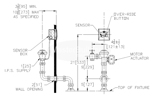 Zurn ZEMS6153AV-WS1 1.6 GPF Hardwired Concealed Sensor Flush Valve for Water Closets