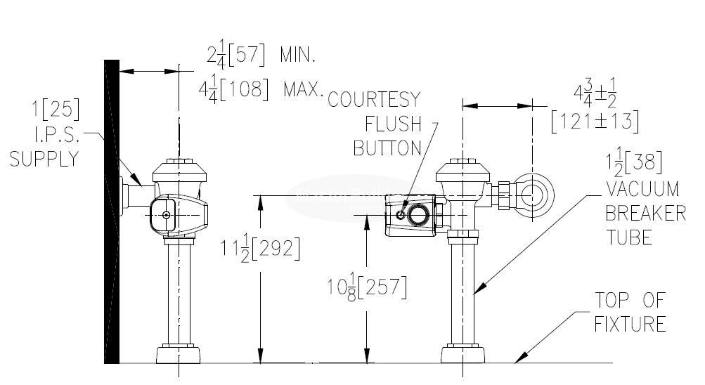 Zurn ZER6000AV-CPM 3.5 GPF Sensor Operated Battery Powered Exposed Flush Valve For Water Closets