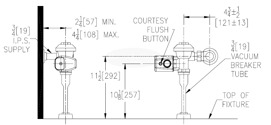 Zurn ZER6003AV-EWS-CPM 0.5 GPF Sensor Operated Exposed Battery Powered Flush Valve For 3/4" Urinals