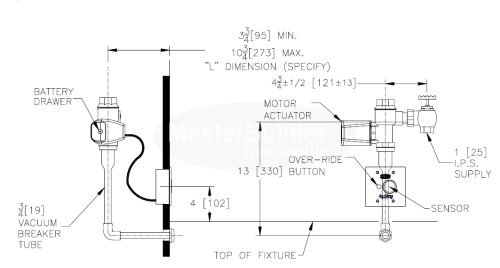 Zurn ZER6295 1.5 GPF Sensor Operated Battery Powered Concealed Flush Valve for Urinals