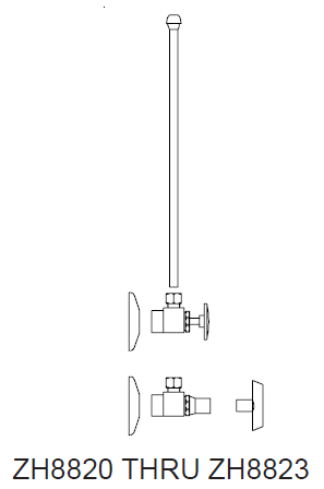 Zurn ZH8823-XL-LRLK-PC 1/2" IPS x 1/2" OD Heavy-Duty Loose Key Stops with Flexible Lavatory Supply